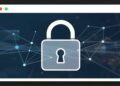 Browser window with a partially transparent padlock icon.