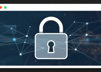 Browser window with a partially transparent padlock icon.